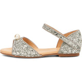 Mila Glitter Leather Slip-On Flat Sandals