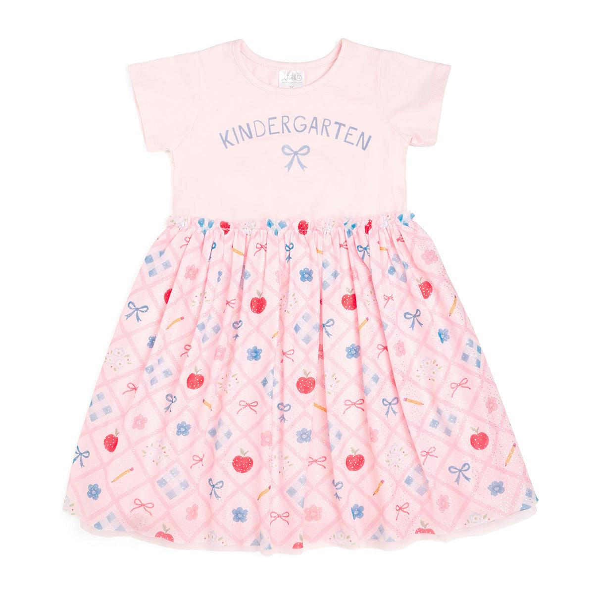 Back To School Trellis Kindergarten Short Sleeve Tutu Dress