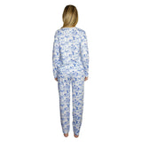 Women's Skydog Toile Blue Jersey Long PJ Set - Organic Stretch Cotton