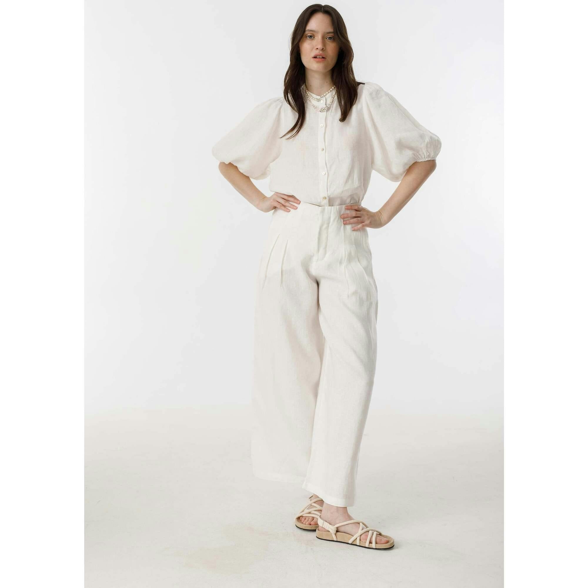 Culotte Linen Pants - Off White
