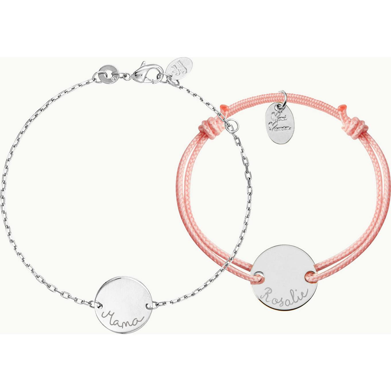 Personalized Mother & Child Bracelet Set, Sterling Silver