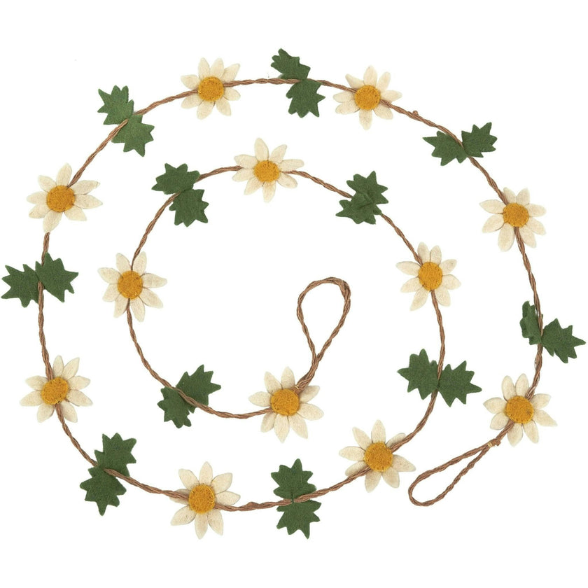 Handmade Garland and Bunting - Felt Daisies Jute - 6' Arcadia Home