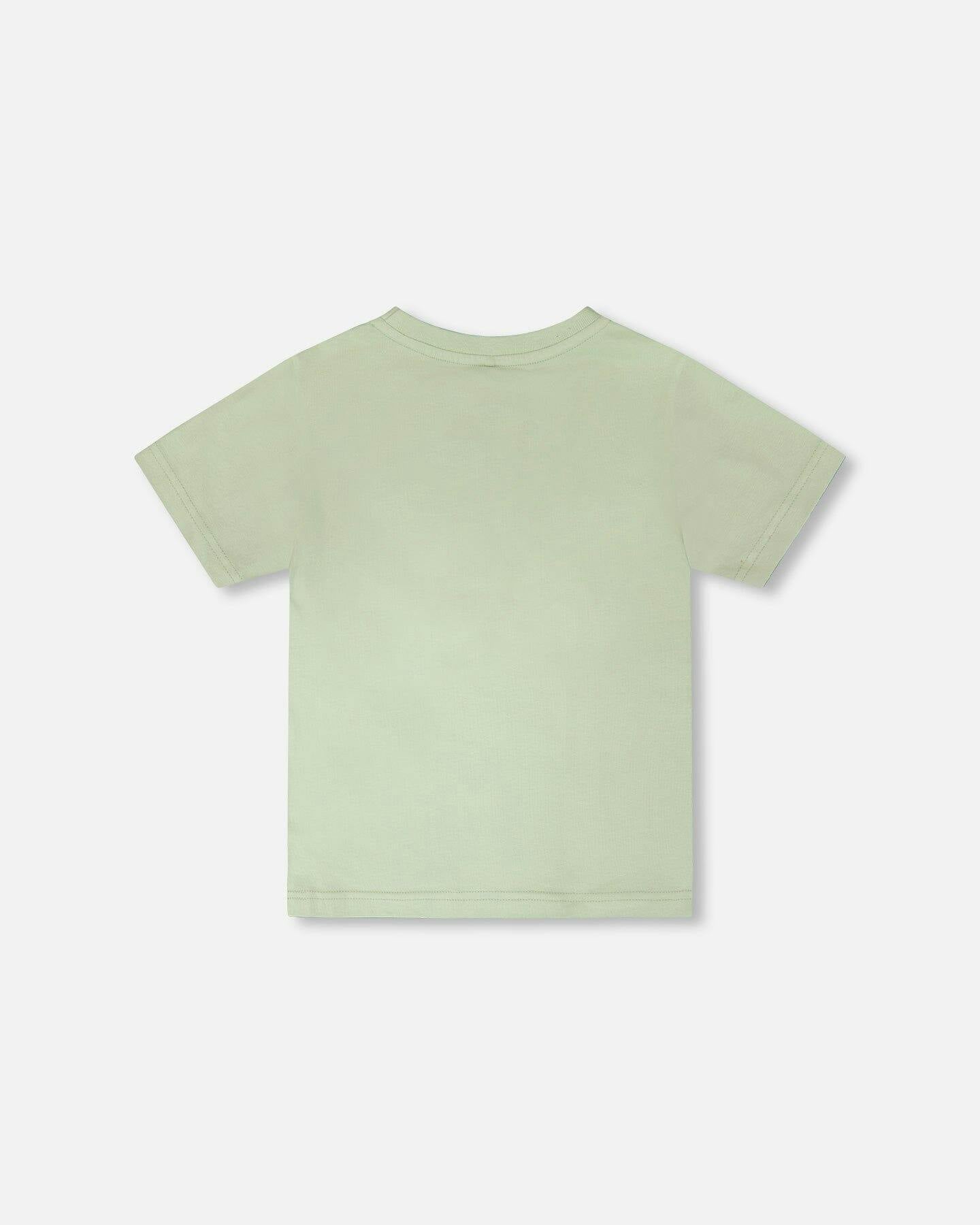 Organic Cotton Jersey T-Shirt With Mountain Print Sage