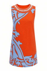 Evelyn Coral Vine Stripe Shell Mini Dress