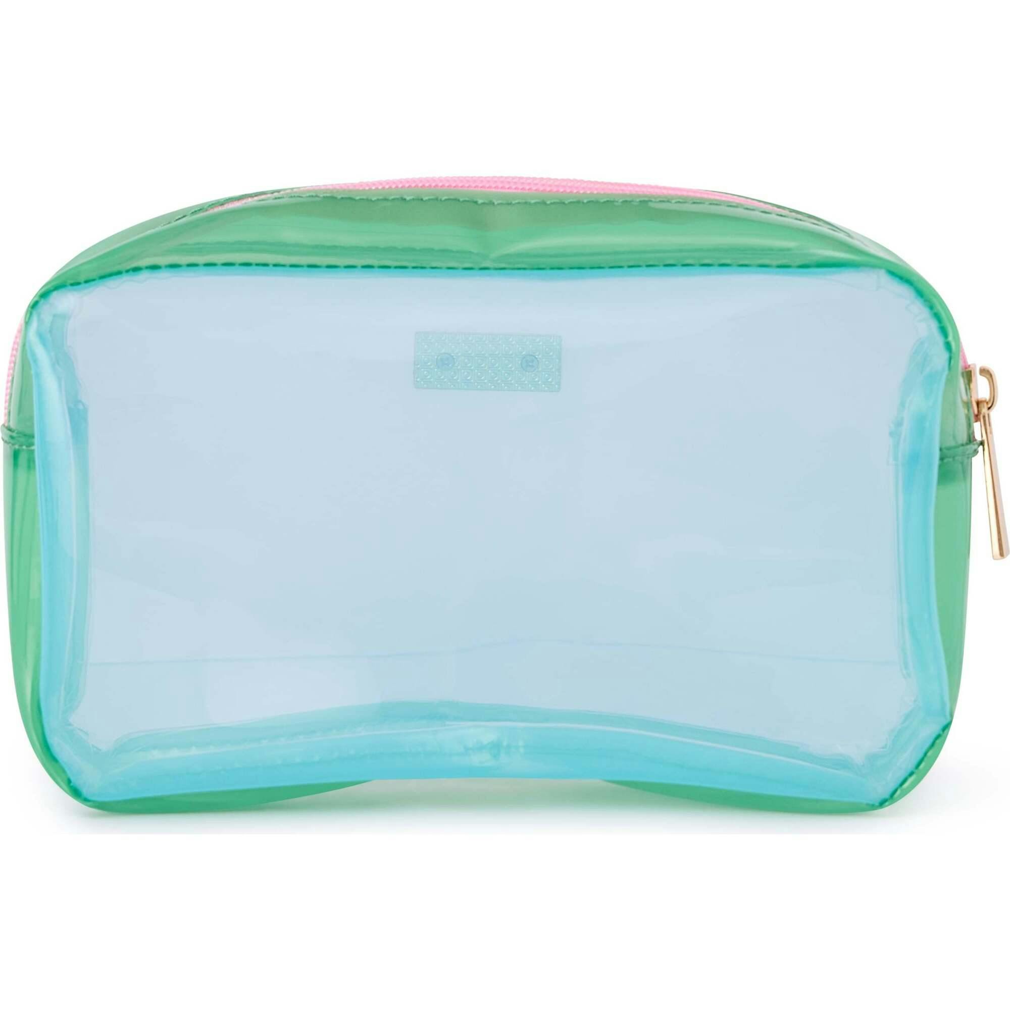 Packed Party Back to Fun Retro Jelly Colorblock Pouch - Soft Vinyl Jelly with Pink Panel and Gold Zipper Pull, Spot Clean, 8.25x5 Inch