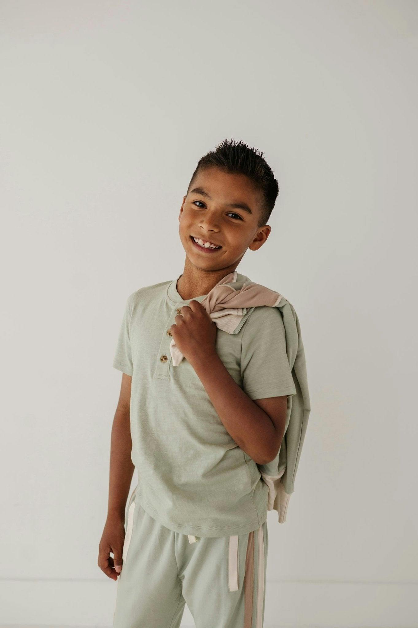 Short Sleeve Henley Shirt Desert Sage