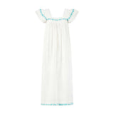 Maxi Sandrine Womens Dress Aqua Floral Embroidery, Aqua Floral Embroidery