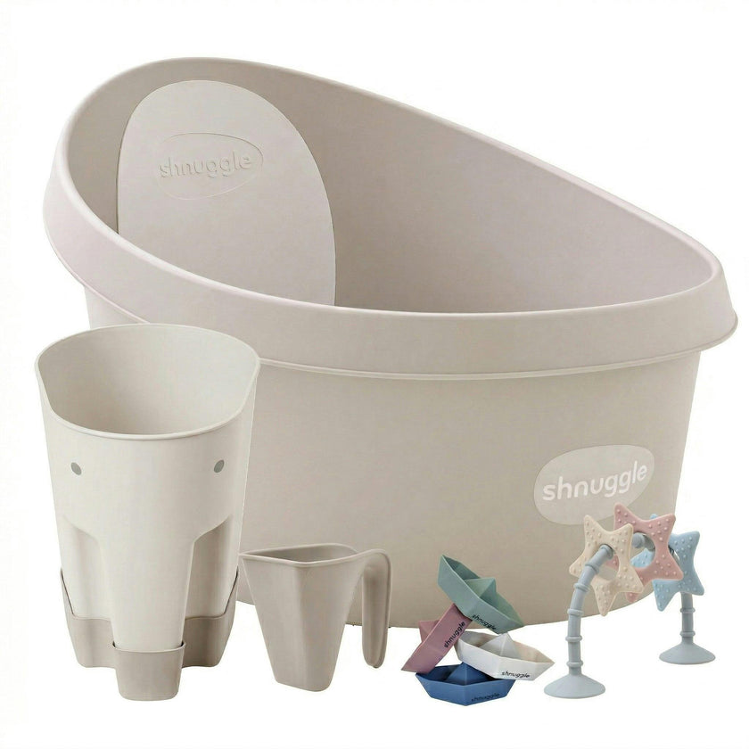 Shnuggle Splash & Play Bundle: Toddler Bath & Accessories Bundle - 5-Piece Set for Fun & Safe Bath Times