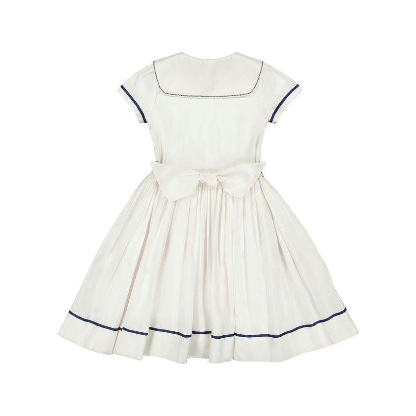 Riviera White Short Sleeve Smocked Dress