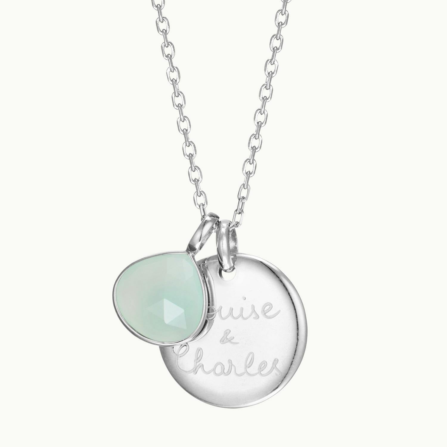 Personalized Gemstone Necklace, Silver Plated