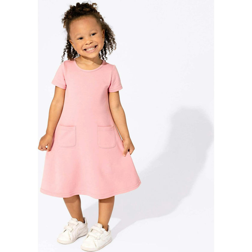 Dusty Rose Bamboo Terry Daywear Girls' Short Sleeve Dress