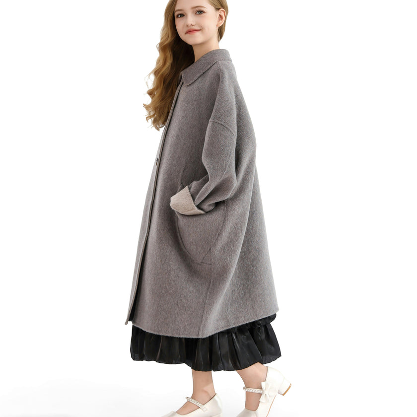 Gray Wool Coat with Peter Pan Collar