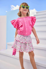 Two Tiered Skort - Pink Bloomsbury Blossoms