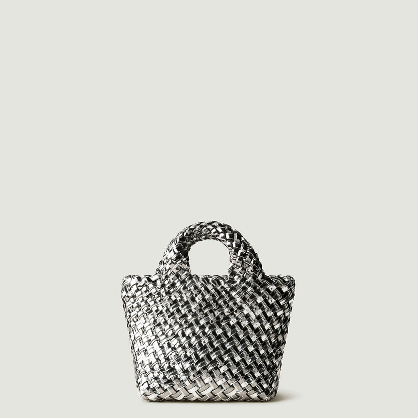 St. Barths Petit Tote Double Weave Metallic | Pewter