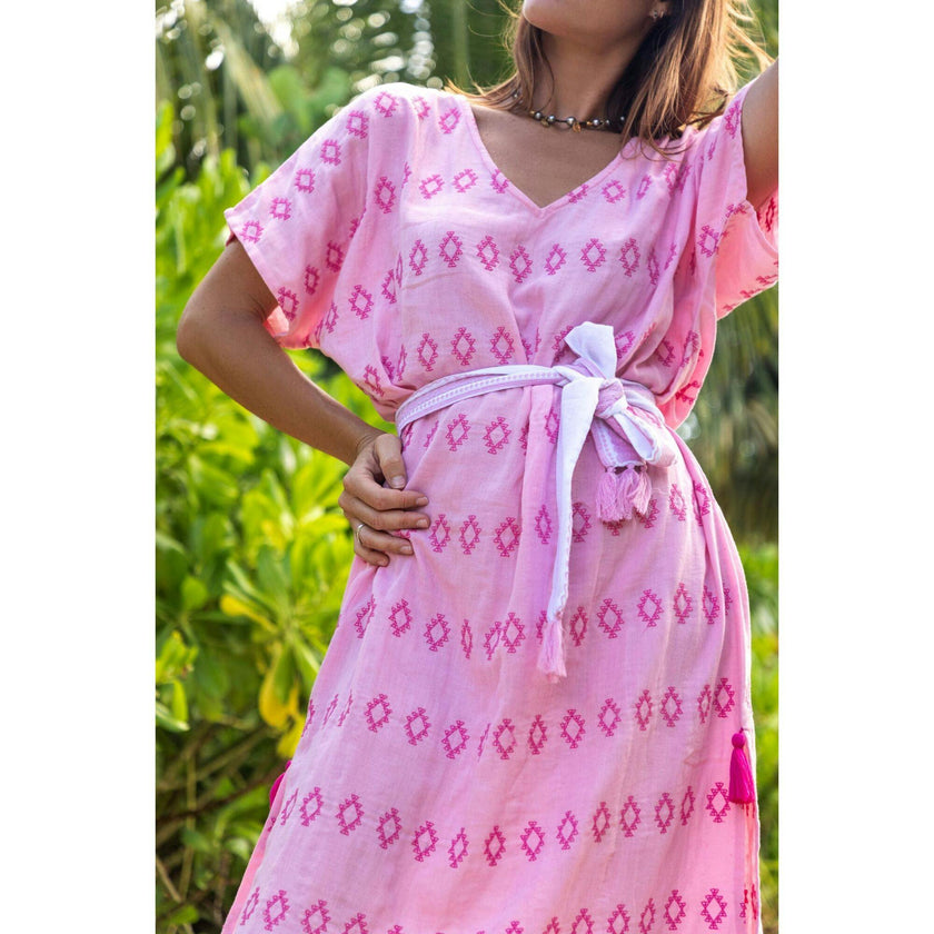 Capucine Women's Maxi Caftan Rose Embroidery