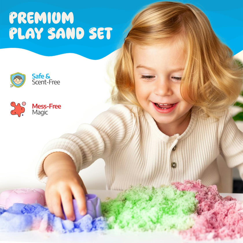 Sleepah Play Sand Sensory Sand Set for Boys & Girls Age 3-8 No Mess Never Dries Out Toy Perfect for Shaping Squeezing Scooping Rolling Molding  36p Set 5 Colors