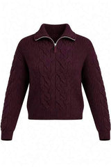 Cable Henley Zip Sweater