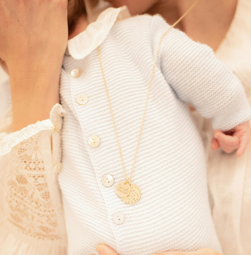 Personalized Hammered Double Disc Necklace