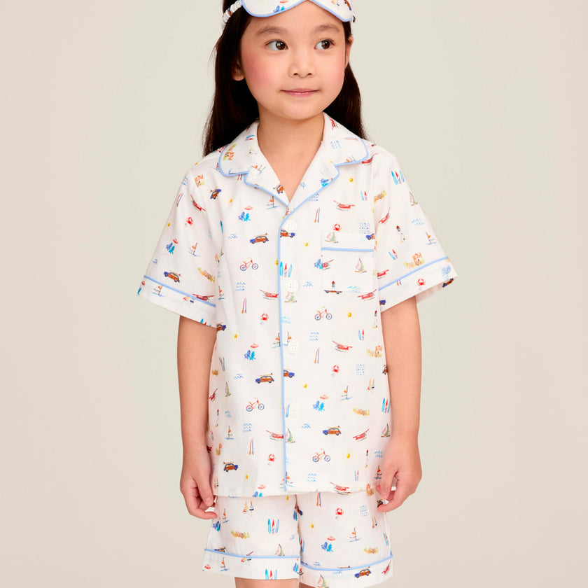Kid's Twill Pajama Short Set in Summer Nostalgia