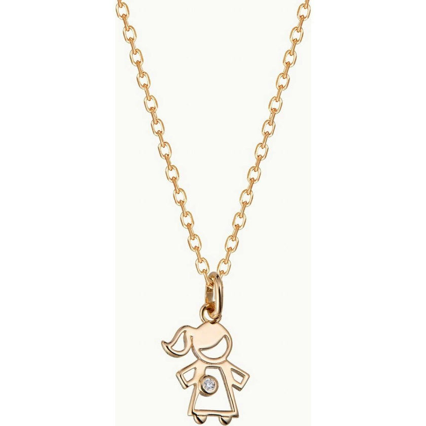 Children's Mini Crystal Girl Necklace, 18k Rose Gold Plated