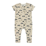 Baby Boy Short Sleeve Henley Romper in Dirt Bikes