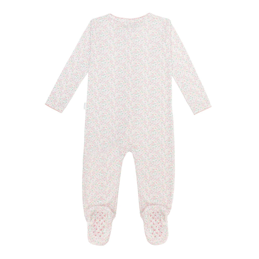 baby antique floral pima footie