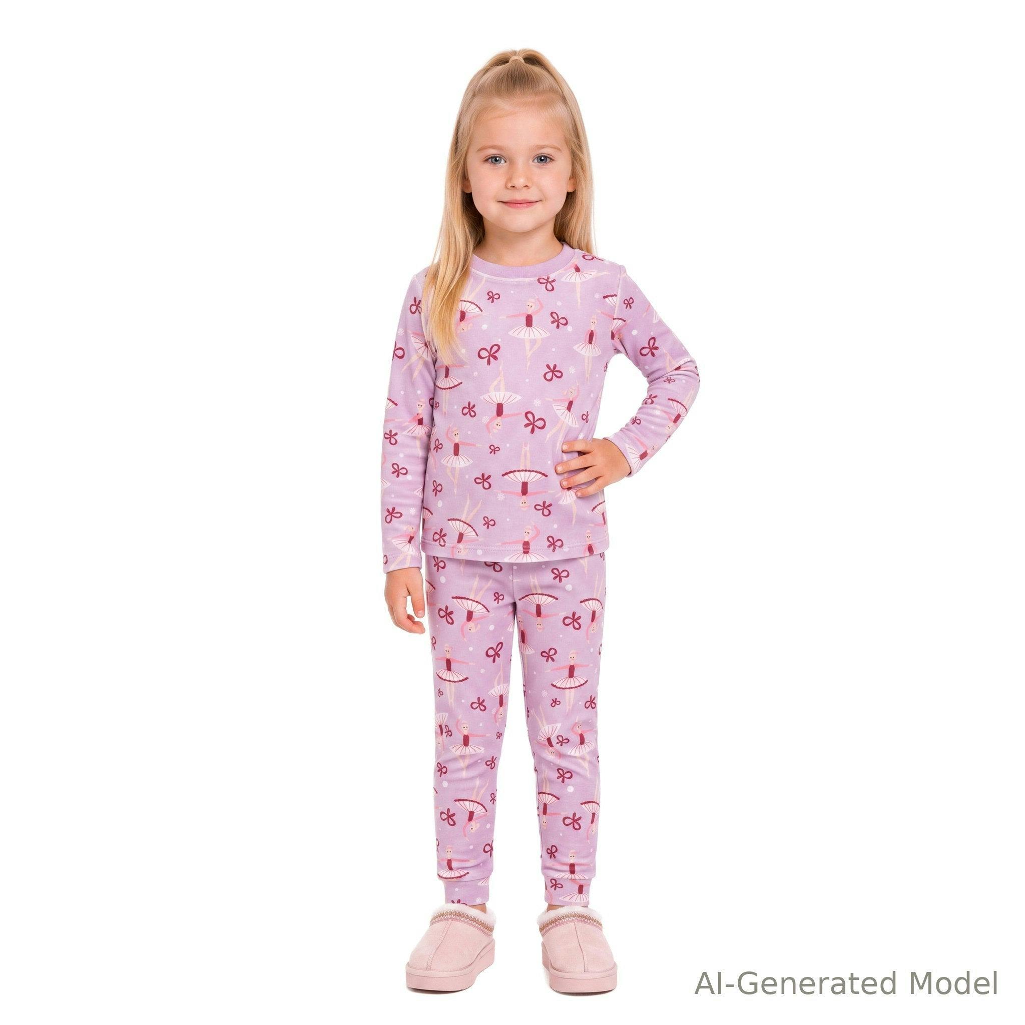 Girls (2-4) Velour Pajama Set | Ballerinas & Bows