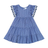 Sophie Girls Tassel Dress Ocean Blue Eyelet, Ocean Blue Eyelet