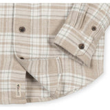 Big Kids Organic Long Sleeve Flannel Shirt with Double Flap Pockets, Beige