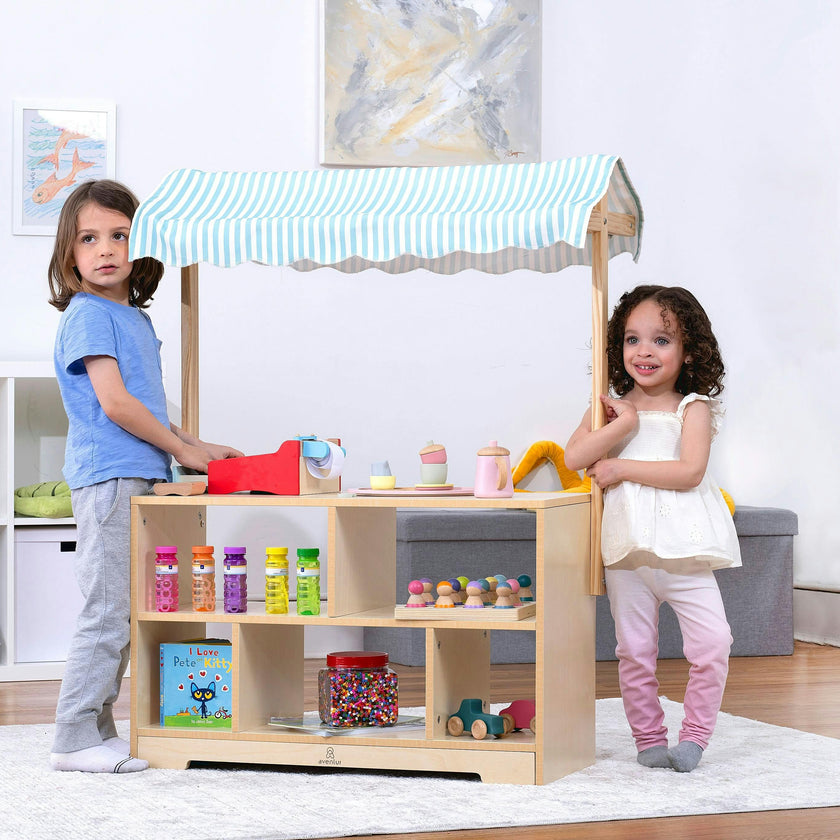 Holly Wooden Market Stand – Kids’ Pretend Play Shop & Display Shelf