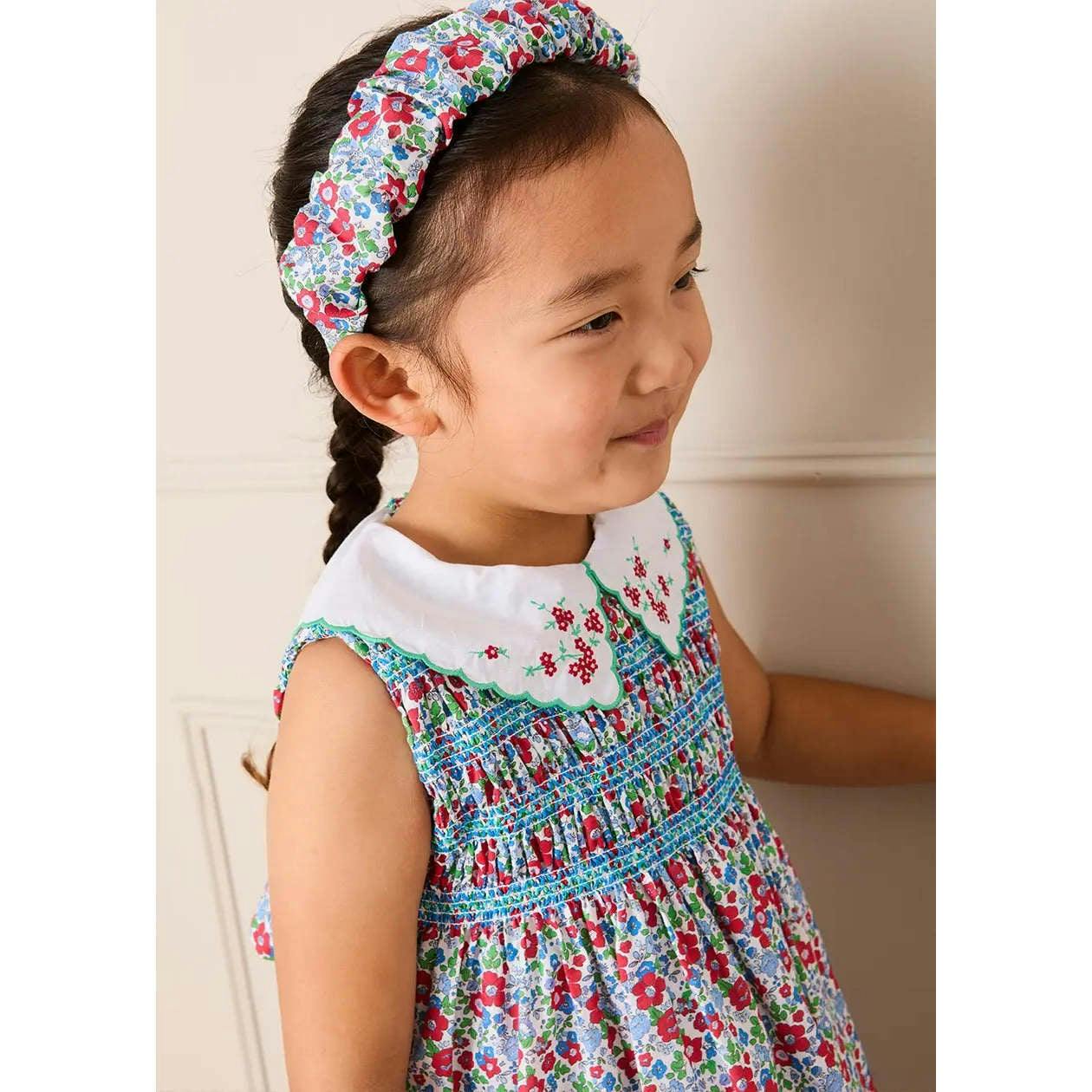 Emilia Floral Embroidered Collar Sleeveless Dress in Red (12mths- 10yrs)