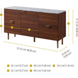 Ashton Wooden Sideboard Storage Cabinet with Faux Marble Top