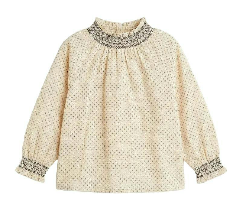Mini Print Smocked Blouse