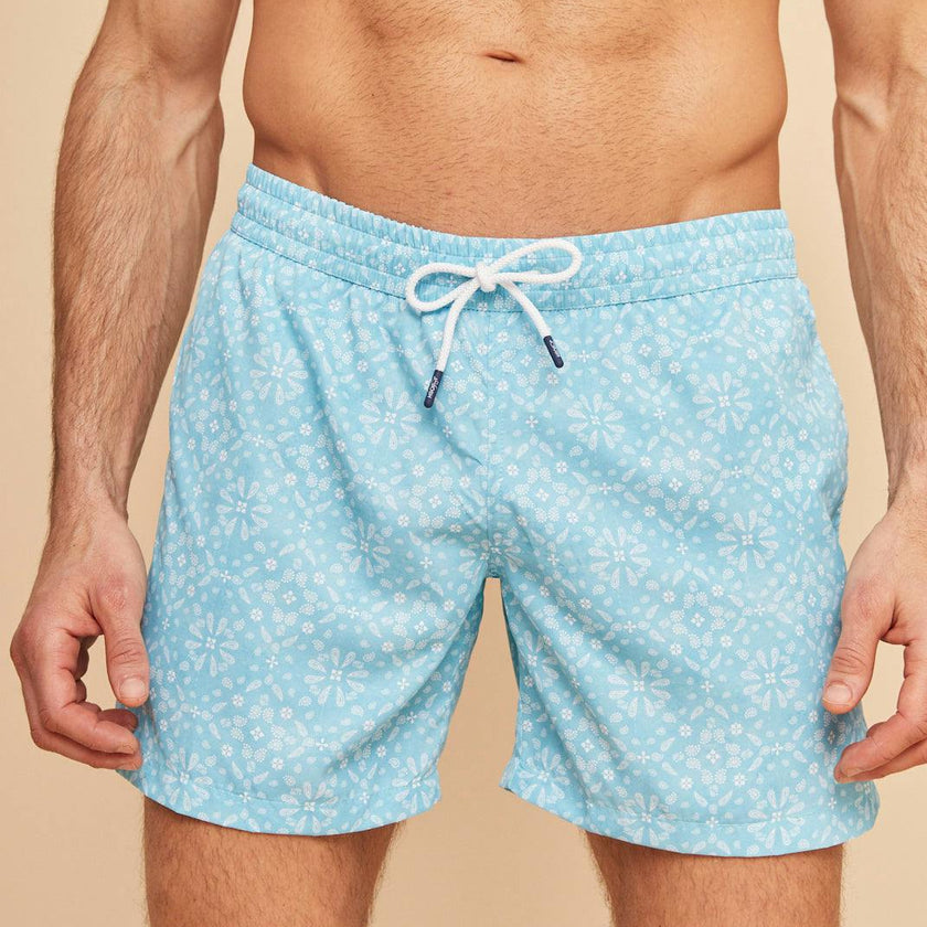 Sky Blue Bandana Men's Swim Shorts