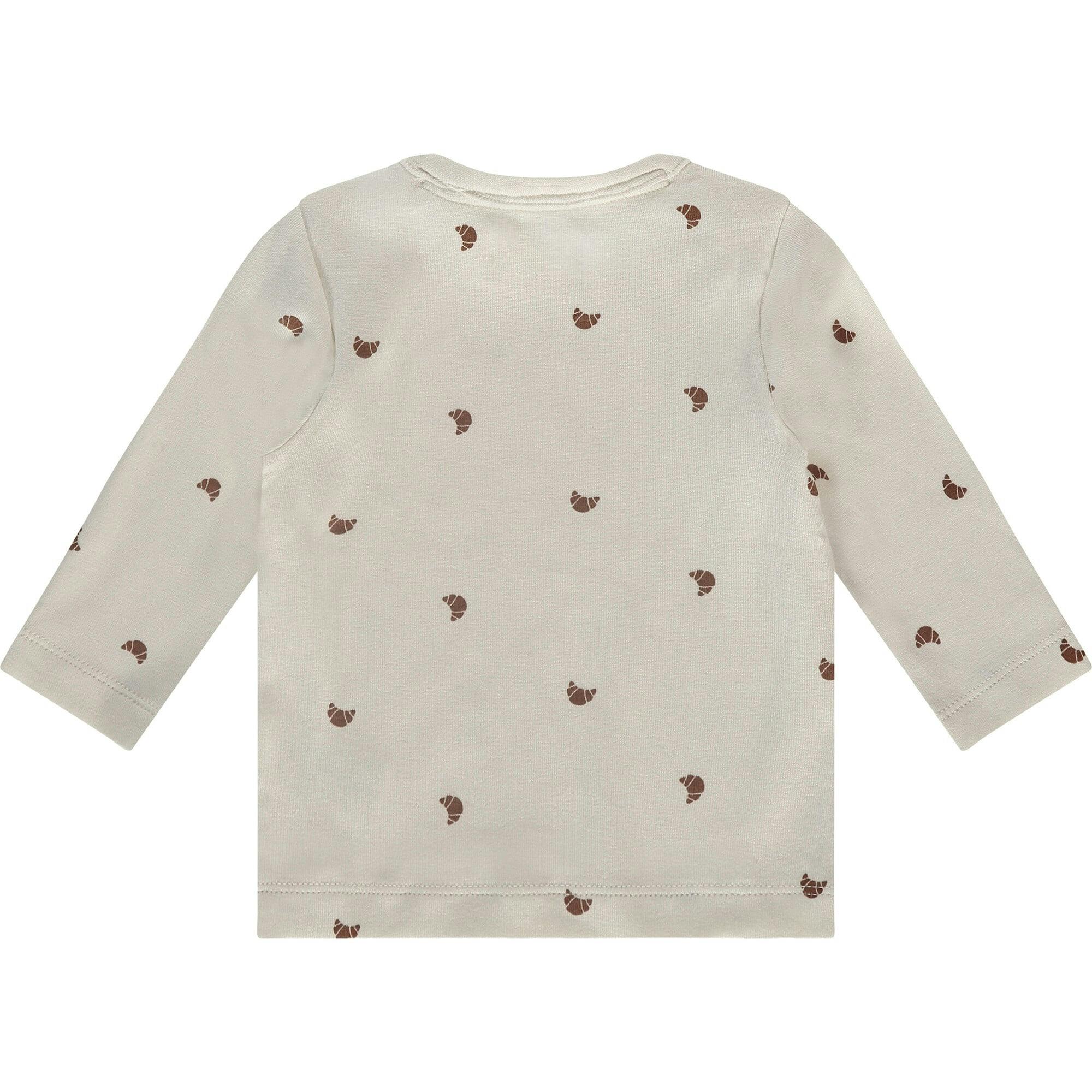 Croissant Print Round Neck Long Sleeve T-Shirt