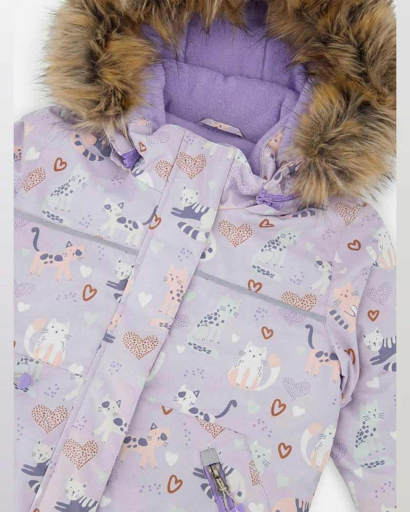Two Piece Discover Snowsuit Purple Printed Cats