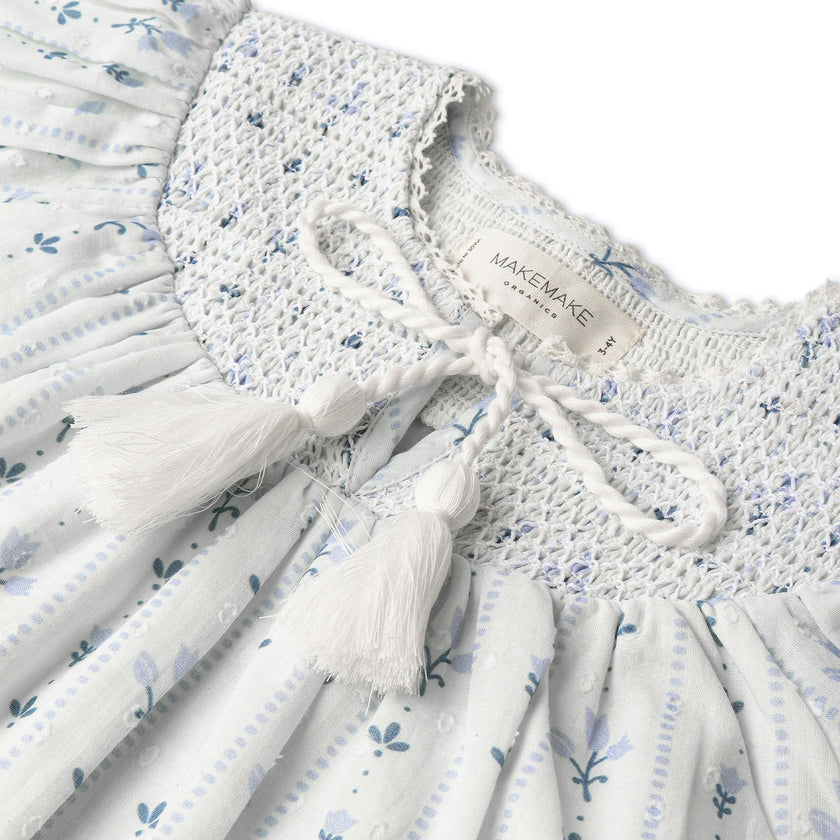 Organic Smocked Top & Shorts Set - Blue Vines