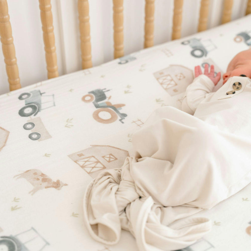Charlie Tractor Cotton Fitted Crib Sheet