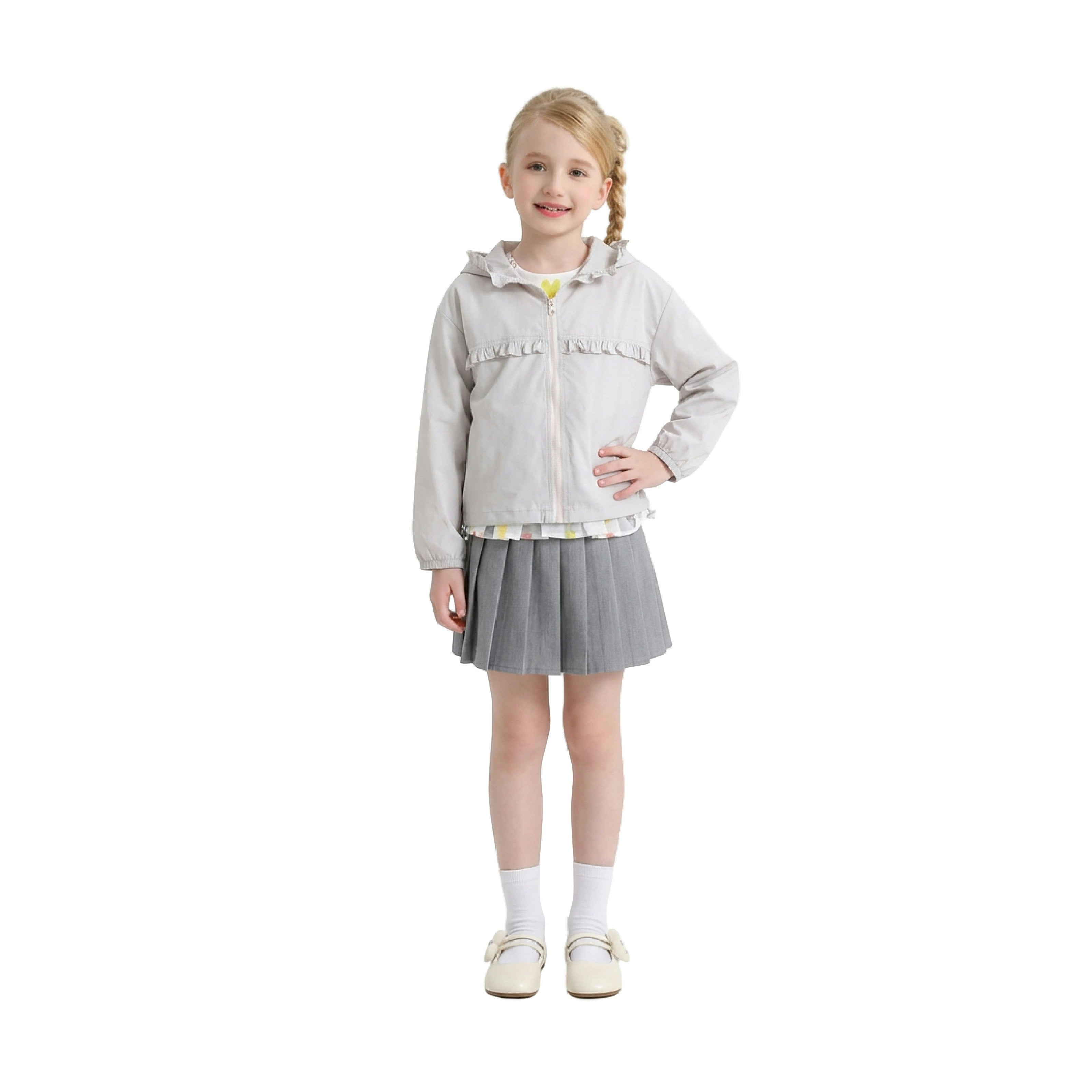 White Light Jacket with Ruffle Hood