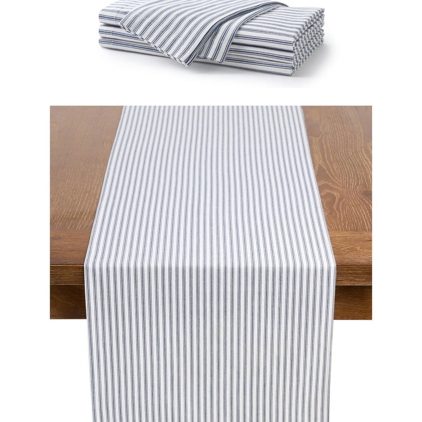 Navy French Ticking Runner & Napkin Bundle