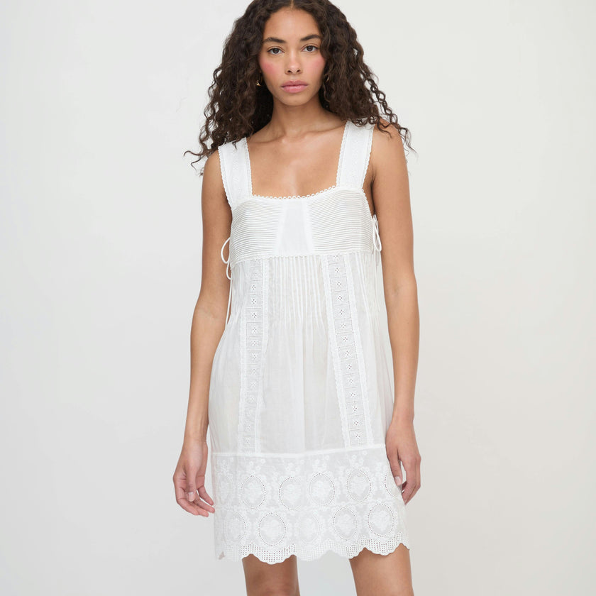 The Lux Mini Nightgown - White Washed Voile