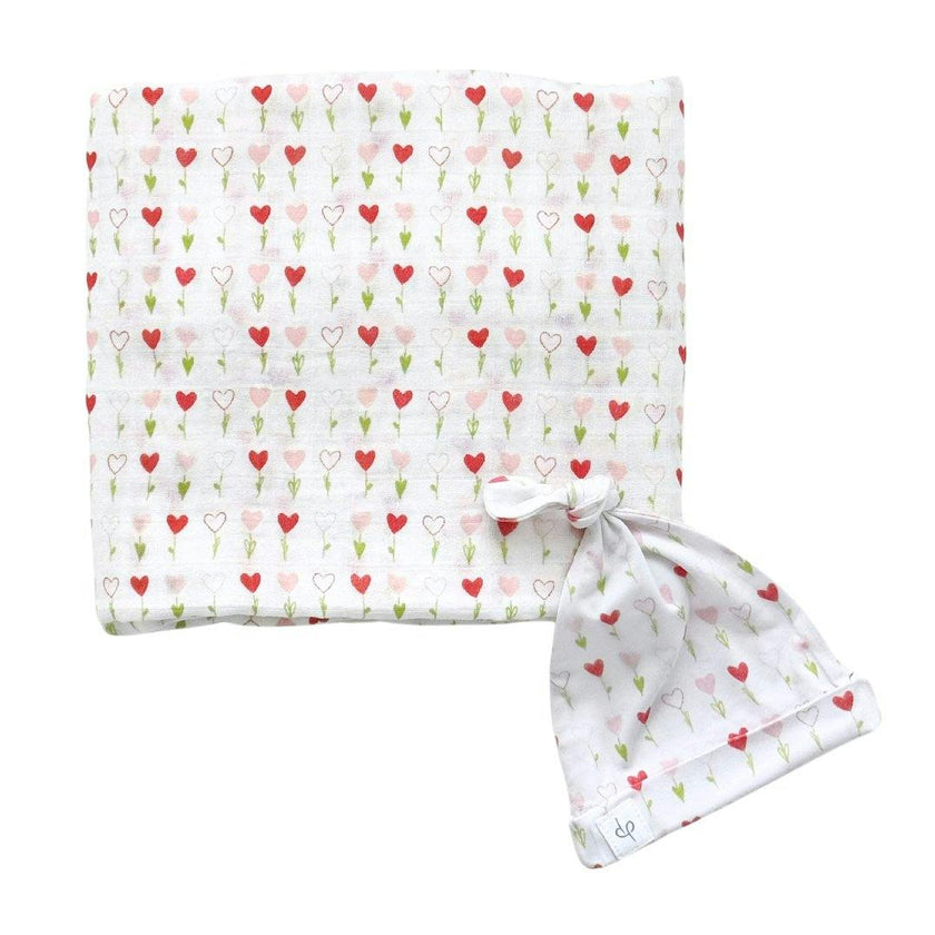 Bamboo Muslin Swaddle Blanket & Topknot Set