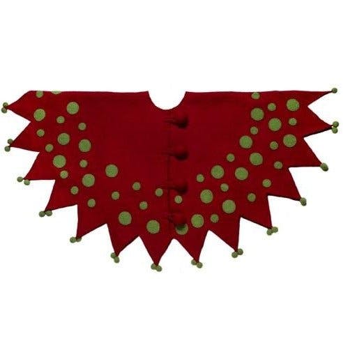 Handmade Felt Jester Red and Green Christmas Tree Skirt 60" Arcadia Home