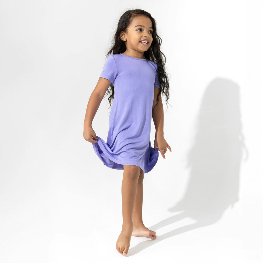 Poppin Purple Bamboo Girls' Short Sleeve Dress