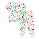 Kids and Toddlers Girls Flowers Shorts Sleeve Snug Fitted Soft Pajamas Set