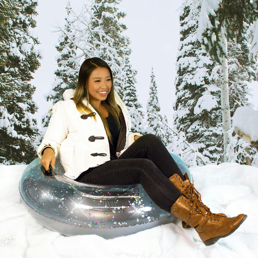 42" Silver Glitter Snow Tube