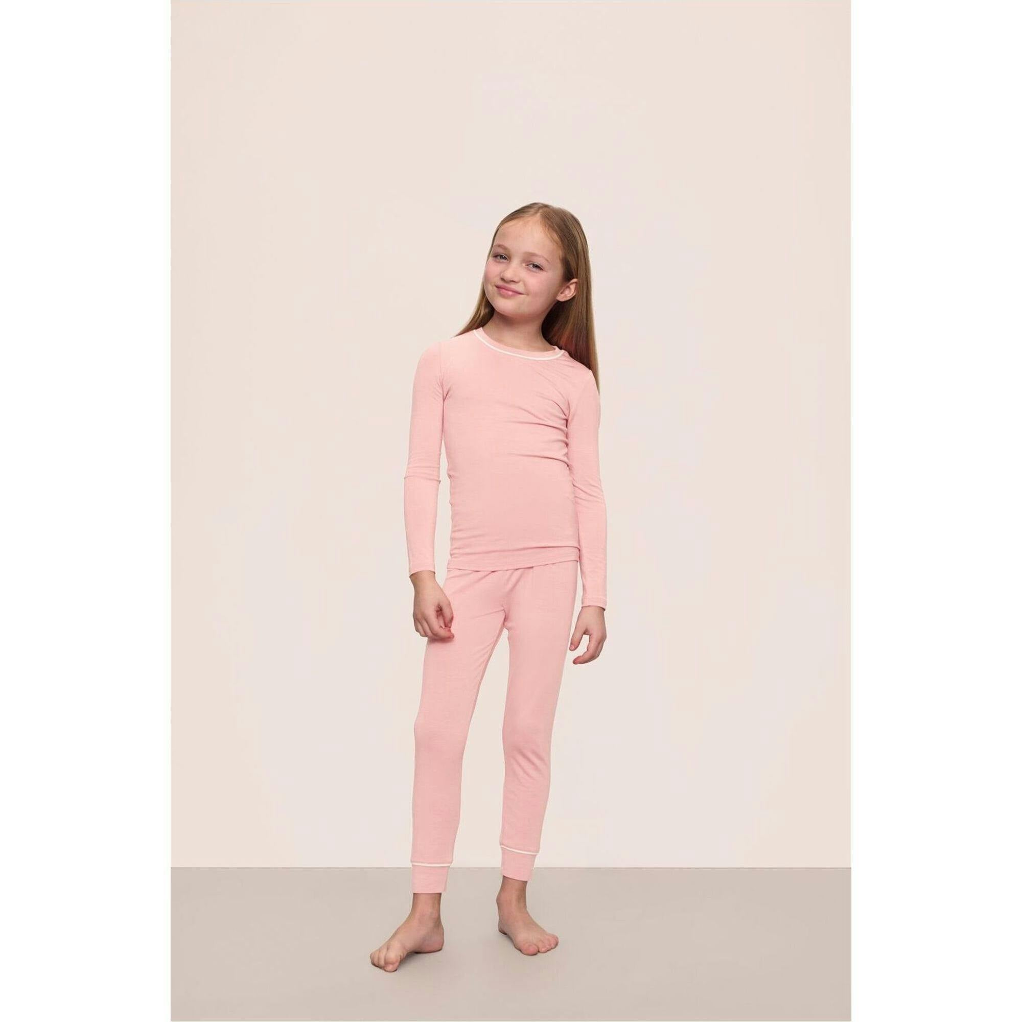 Kids TENCEL™ Modal Unisex Long PJ Set, Pink