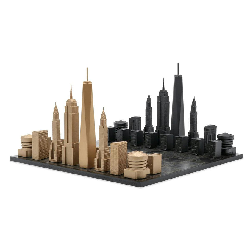 Chess Set Luxury Bronze NEW YORK with New York  Map Board