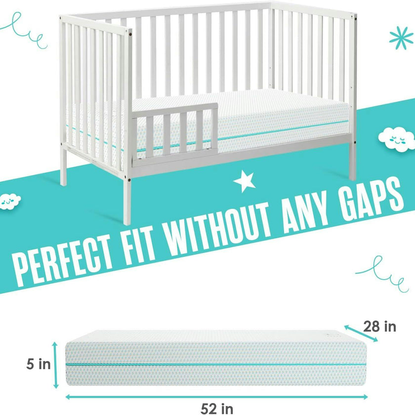 6” Crib & Toddler Bed Mattress – Made in USA – CertiPUR & OEKO-TEX Certified – Breathable Waterproof Washable Removable Soft Cover – Dual Sided