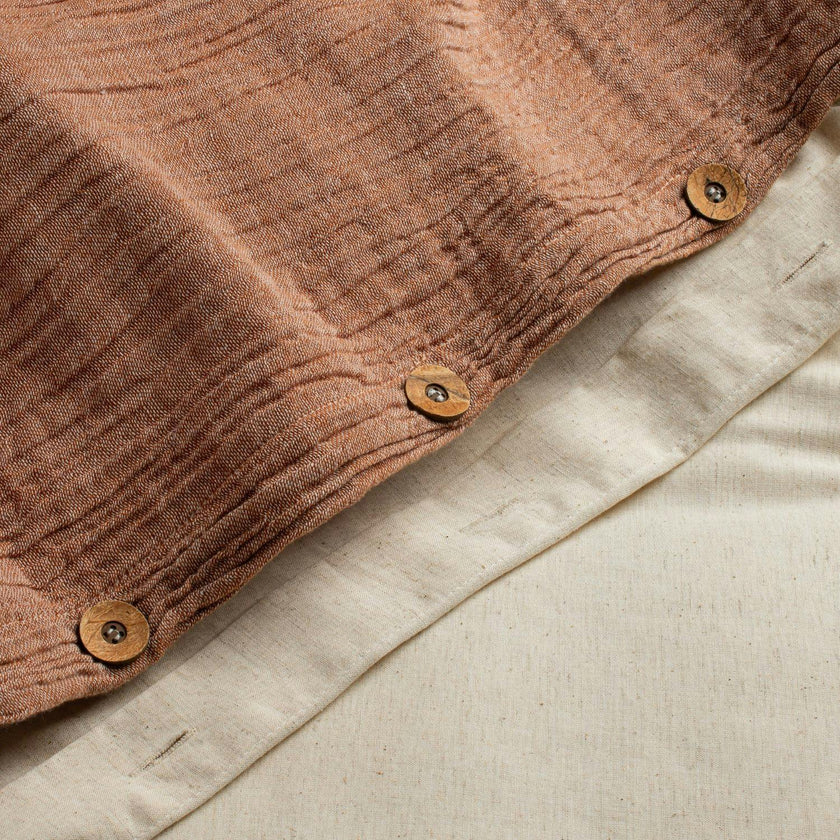 Rust Crinkled Linen Duvet Cover